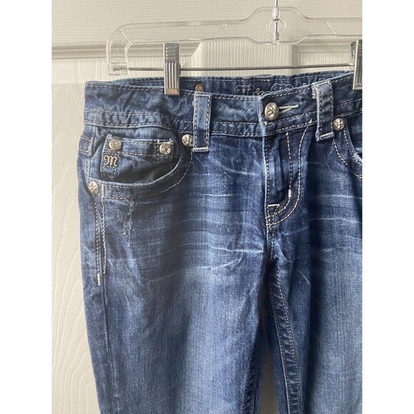 Miss Me Jeans Size 28 Blue Bling Western Rockabilly JP5748b Bootcut Low Rise - Picture 5 of 11